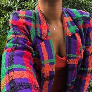 Multi-Colored Plaid Blazer